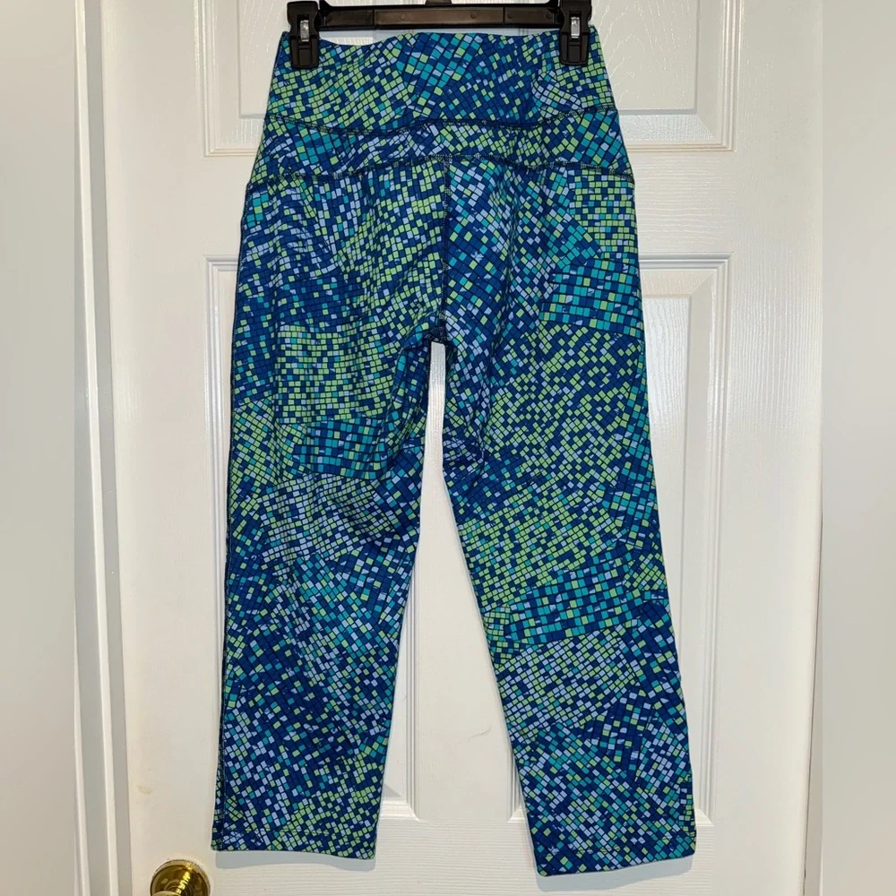 Lands' End Navy and Teal Wide Leg Leggings. Size XS